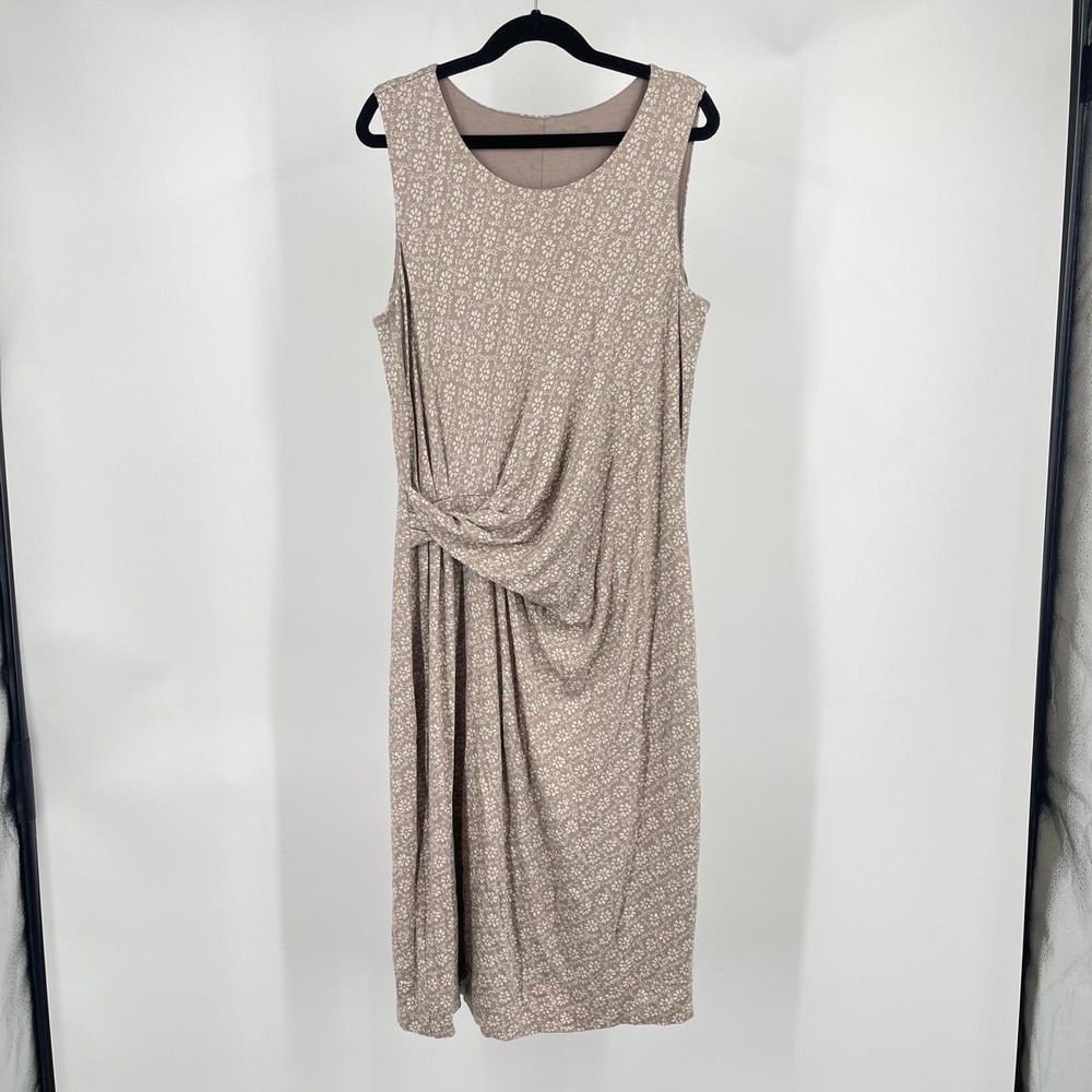 Garnet Hill Floral Midi Dress Sleeveless Scoop Neck 4 Small Summer Brown Casual